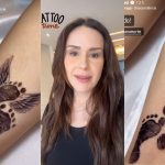 Nadja Haddad exibe tatuagem que fez para homenagear gêmeos, nascidos prematuros