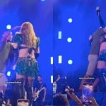 Susto! Fã invade palco e abraça Joelma e Luísa Sonza em show