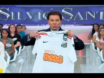 Silvio Santos recebeu camisa do Santos de Neymar (Reprodução)