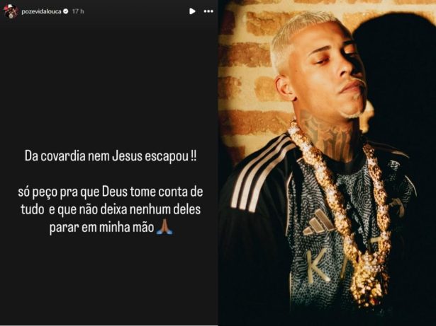 Poze se pronuncia após assalto em mansão: “Peço que Deus não deixe nenhum deles parar em minha mão”