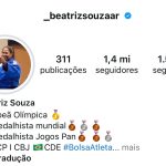 Após levar o 1º ouro do Brasil, Beatriz Souza ganha mais de 1 milhão de seguidores