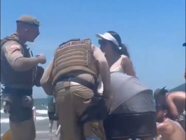PM orienta pais a retirarem bebê exposto ao sol e ao som alto em Balneário Camboriú