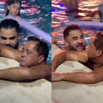 Leonardo cochila na beira da piscina e se assusta ao se deparar com Lucas Guedez