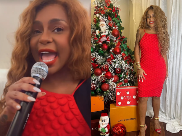 Animada pra caramba, Cariúcha agita ceia de Natal e solta a voz no karaokê