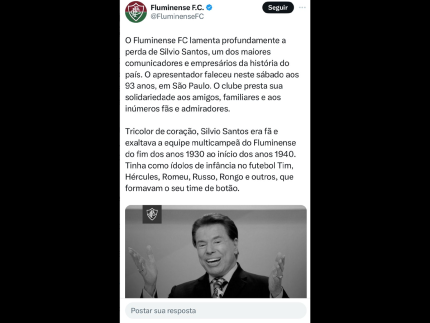 Jogo entre Corinthians e Fluminense, times de Silvio Santos, será realizado  neste sábado