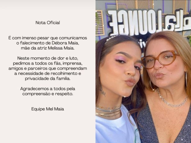 Mel Maia se pronuncia após notícia do falecimento da mãe da atriz. Leia nota