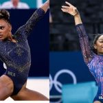 Simone Biles vira “sombra” de Rebeca Andrade e viraliza na web