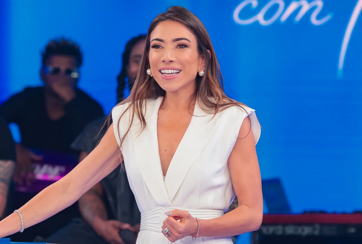 Patrícia Abravanel em sua primeira gravação após o falecimento de Silvio Santos (Foto: Gabriel Cardoso)