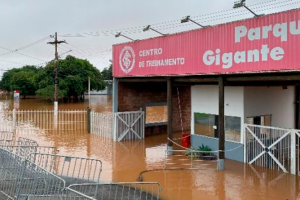 CT do Internacional alagou por conta de chuvas em Porto Alegre (RS). Foto: Reprodução