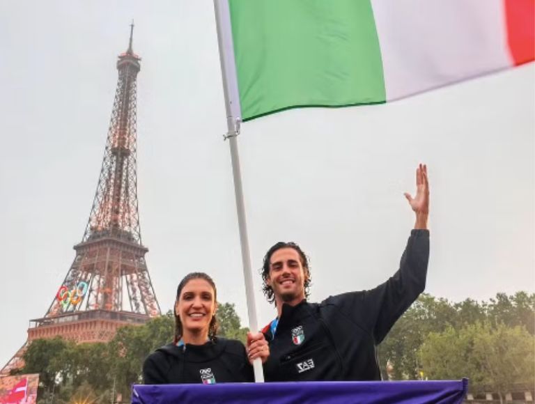 Gianmarco Tamberi e a esposa em Paris (Reprodução/Instagram)