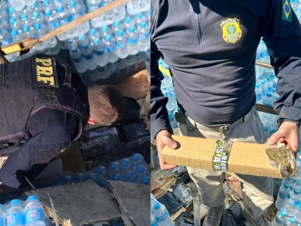 PRF encontra toneladas de maconha em fundo falso de carreta com donativos para o RS