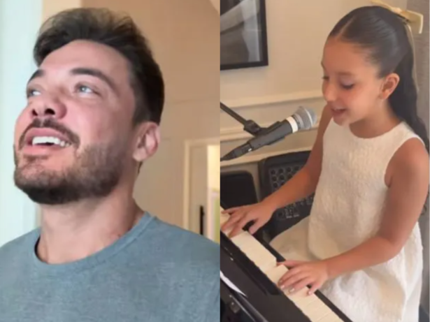 Wesley Safadão se derrete ao ver filha cantando e tocando piano: “Coisa linda!”