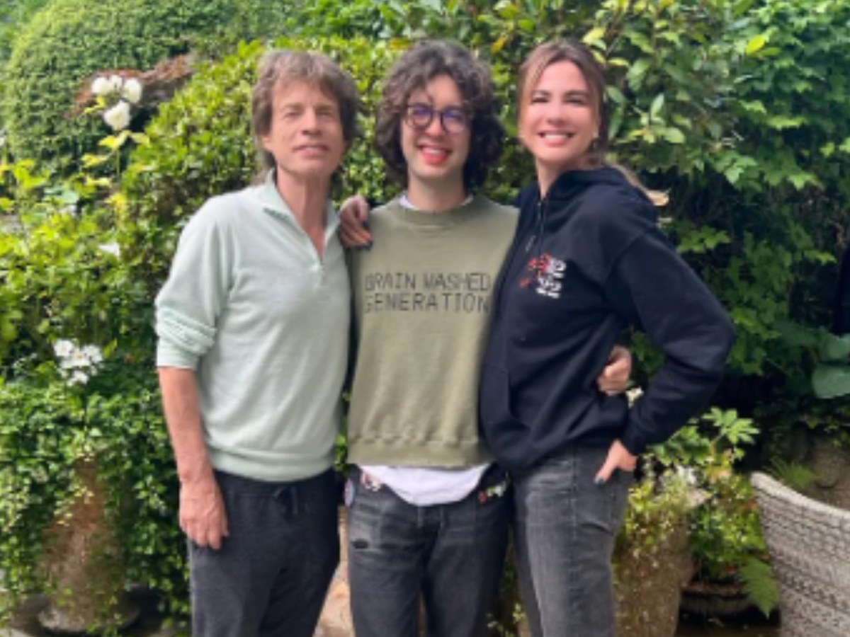 Mick Jagger e Luciana Gimenez com o filho, Lucas Jagger