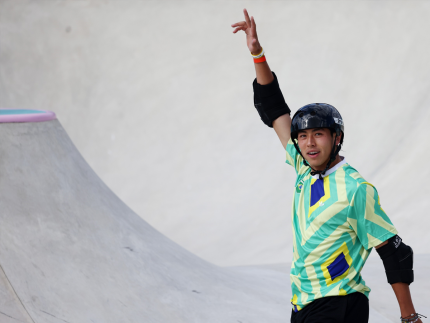 Augusto Akio, o "Japinha"levou a medalha de bronze para o Brasil no skate park (Luiza Moraes/COB)