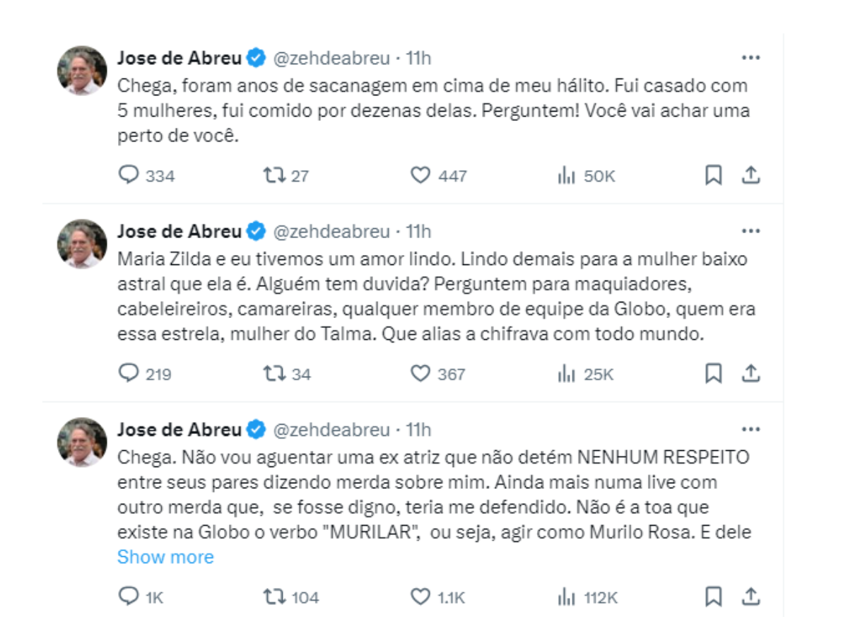 Tweets feitos por José de Abreu (X)