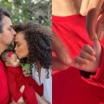 Lucy Ramos celebra os três meses da filha com clique carinhoso em família