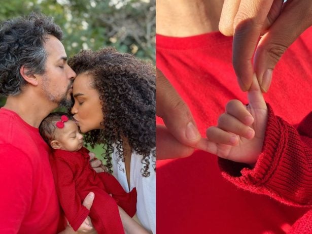 Lucy Ramos celebra os três meses da filha com clique carinhoso em família
