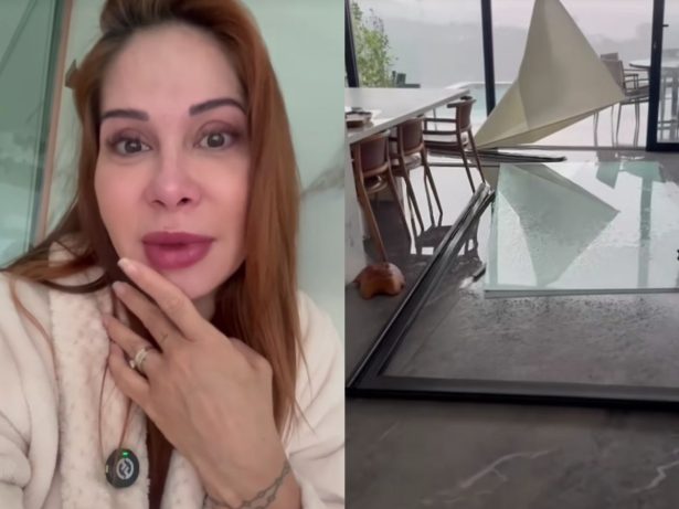 Maíra Cardi se emociona após susto com ventania que quebrou vidros de sua casa
