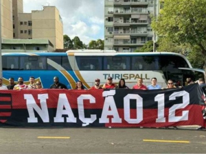 No Rio, a Nação 12 do Flamengo enviou doações e voluntários ao RS. Foto: Reprodução