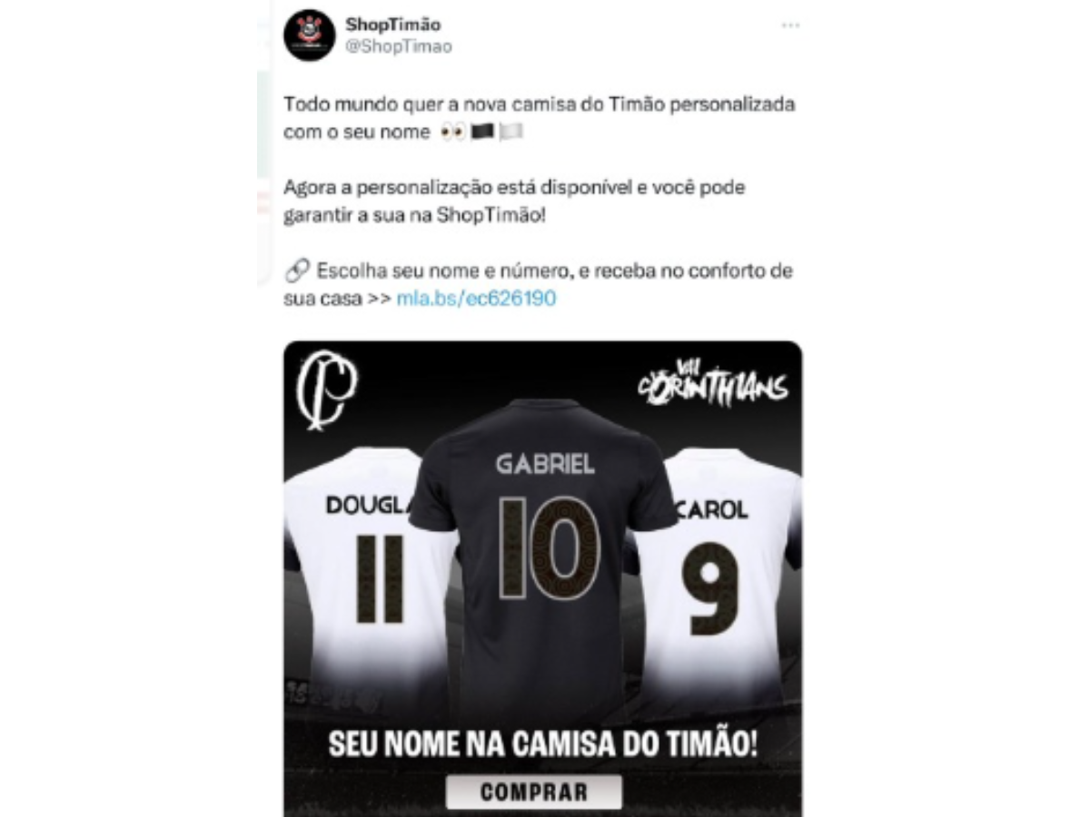 Propaganda do Corinthians sobre Gabigol usar camiseta