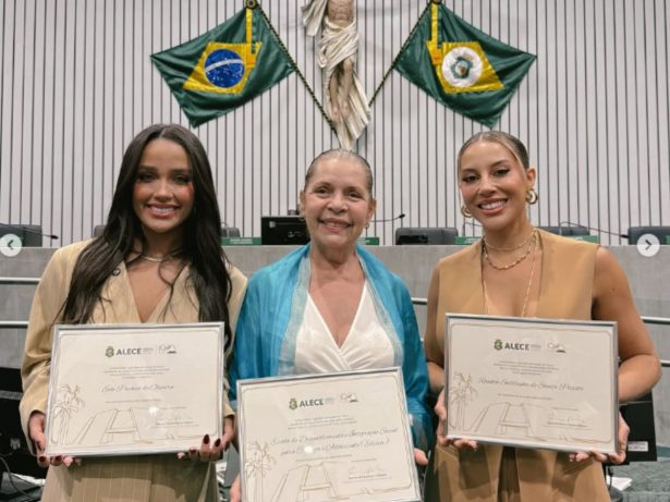 Renata e Eva do BBB25 são homenageadas na Assembleia Legislativa do Estado do Ceará