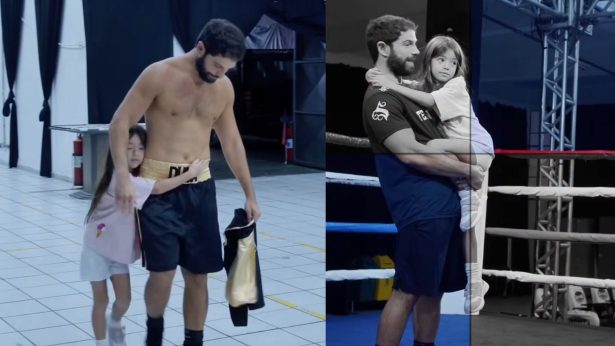 Duda Nagle leva a filha, Zoe, em sua preparação para luta contra Popó Freitas