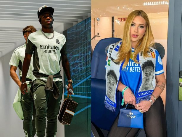 Com Virginia no camarote, Vini Jr. perde pênalti em goleada do Real Madrid