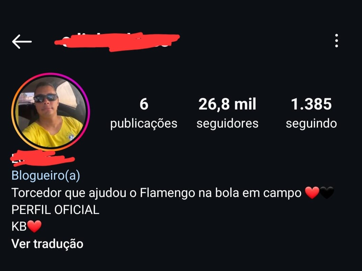 Edinho Alves mudou até a bio de seu instagram: “Torcedor que ajudou o Flamengo com a bola em campo” (Reprodução)