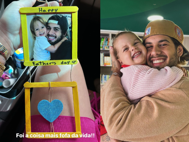 Zé Felipe se derrete com homenagem da filha mais nova, Maria Flor, de Dia dos Pais