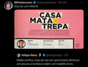Felipe Neto e Whindersson Nunes trocam farpas (Reprodução/X)
