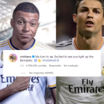 Cristiano Ronaldo bate recorde de curtidas com comentário em post de Mbappé