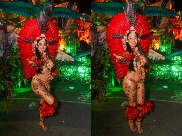 Isabelle Nogueira chega para desfilar no Carnaval de São Paulo pela Tucuruvi