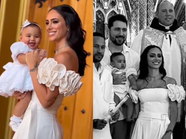 Mavie, filha de Neymar e Biancardi, é batizada em SP