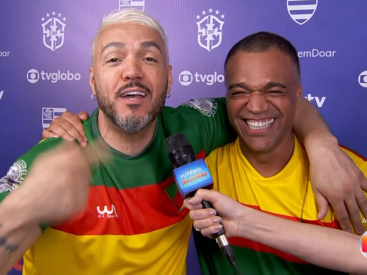 Belo e Denílson em reencontro antes de jogo solidário. Foto: Reprodução