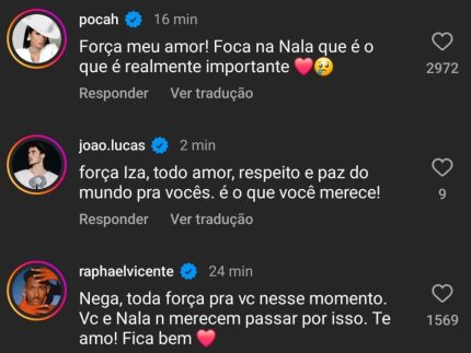 Iza recebe apoio de celebridades - Reprodução/Instagram