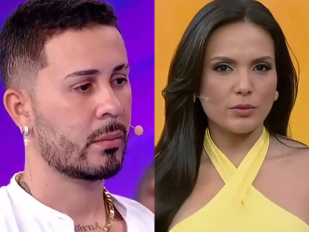 Marcia Dantas faz confusão com nome de Carlinhos Maia durante o Tá na Hora do SBT, mas acaba tirando de letra a situação (Reprodução: SBT / Instagram)