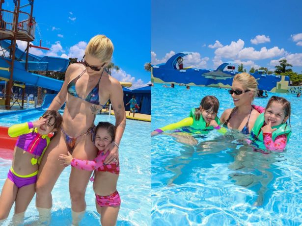 Nos EUA para a Copa, Virginia aproveita o dia com os filhos em parque aquático na Flórida