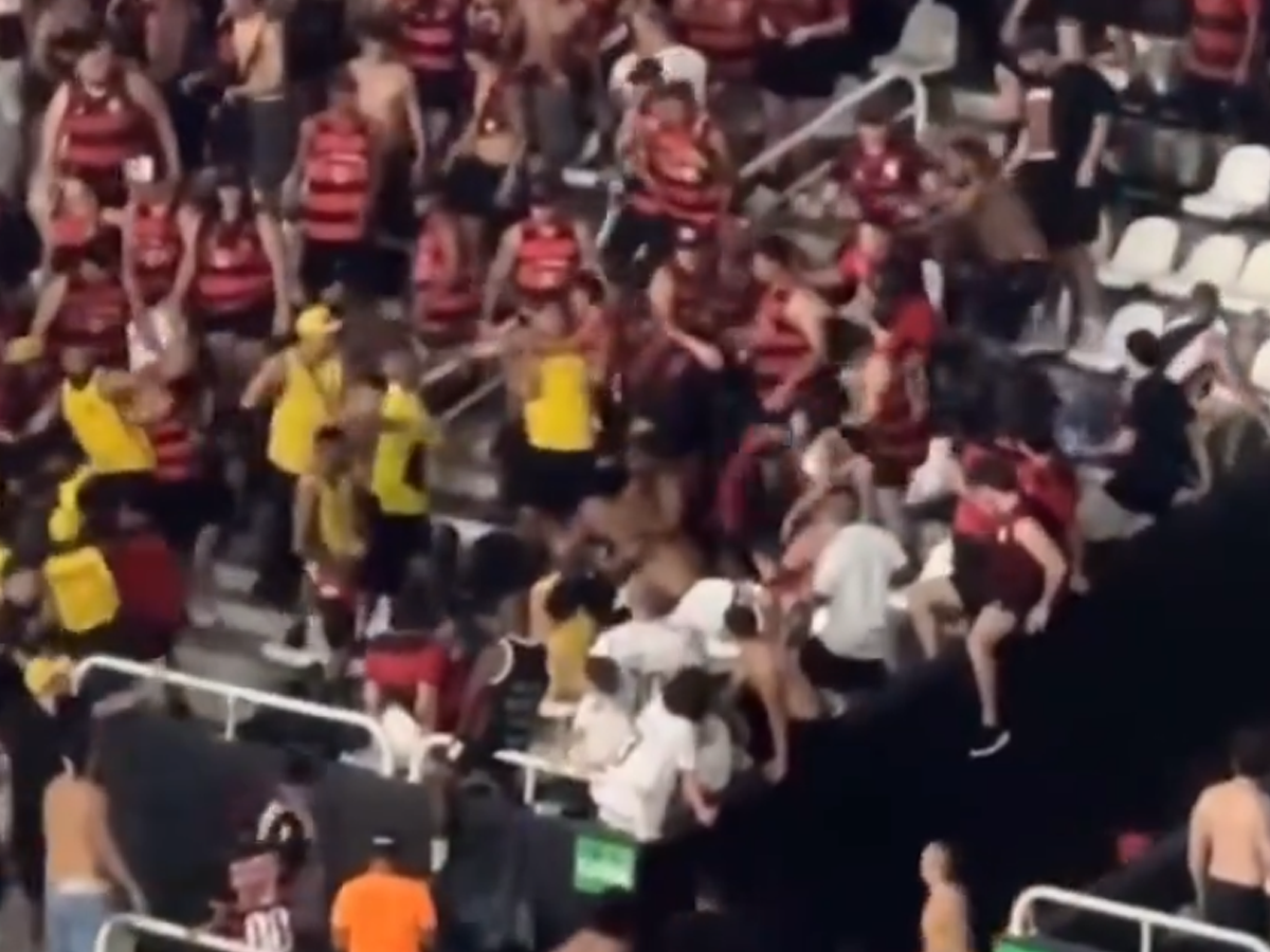 Torcedores do Flamengo brigaram entre si após derrota para o Botafogo no clássico (Reprodução)