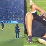 Torcedor do Vasco quebra o pé ao cobrar pênalti durante o intervalo e sai de maca do estádio