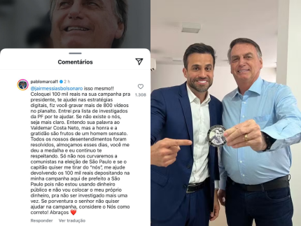 Marçal e Bolsonaro batem boca e candidato pede R$ 100 mil “de volta”