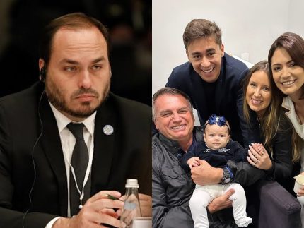 Bolsonaro aparece com filha de Nikolas e faz Carlos cobrar atenção para neta