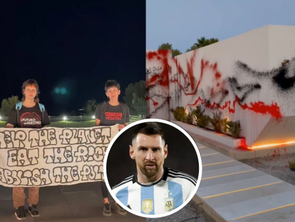 Mansão de Messi em Ibiza é pichada e vandalizada por ativistas ambientais