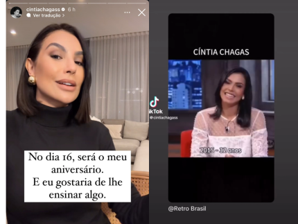 Em meio a polêmica com ex-marido, Cíntia Chagas surge falando sobre aniversário