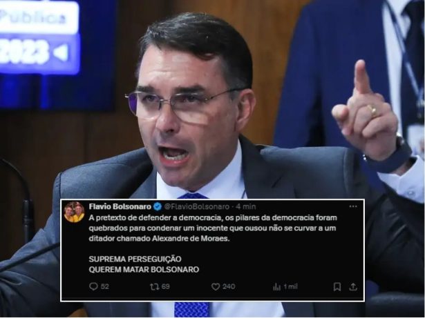 Flávio Bolsonaro reage à maioria do STF pela condenação de seu pai: “Suprema perseguição”