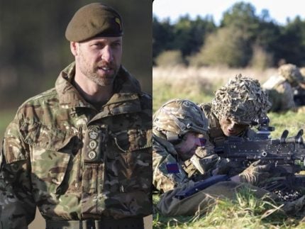 Príncipe William treina com soldados galeses usando uniforme militar