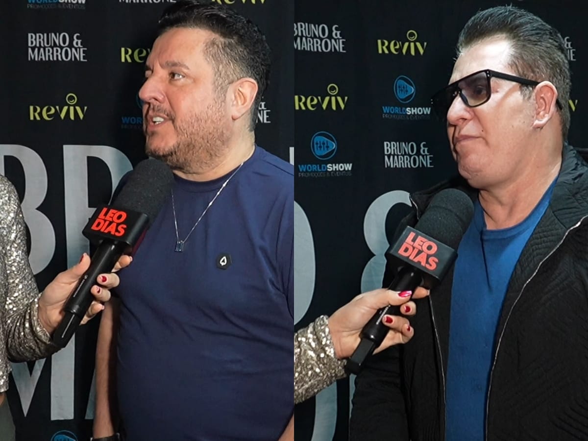 Bruno & Marrone sendo entrevistados por Monica Apor (Reprodução/ montagem)
