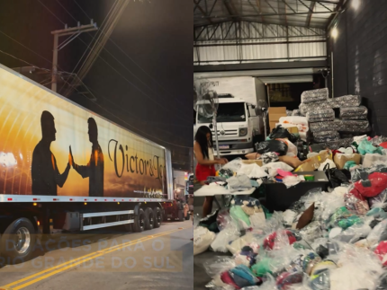 Victor e Leo e GR6 mobilizam carreta com 40 toneladas de doações para vítimas no RS