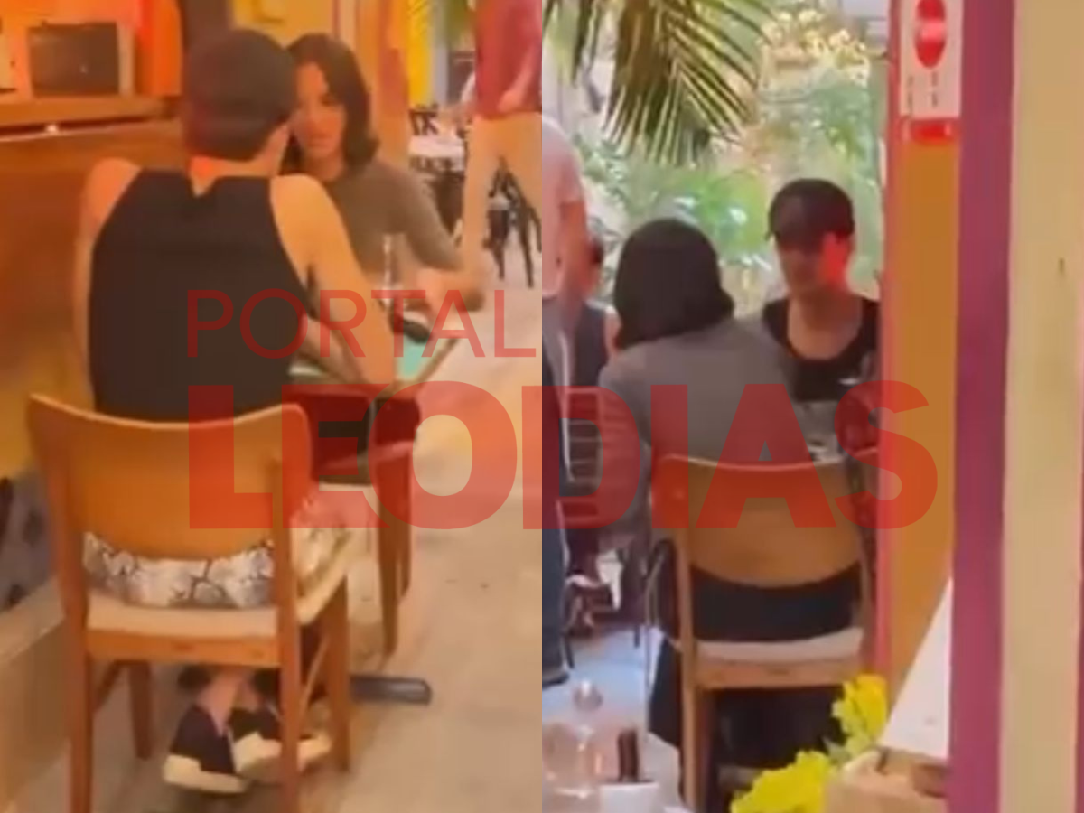 Bruna Marquezine e João Guilherme em restaurante em São Paulo