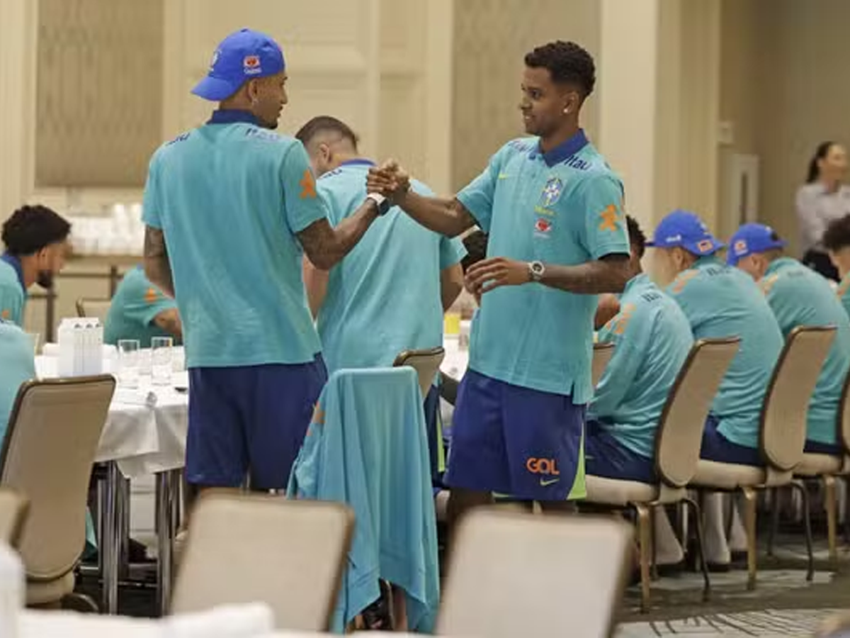 Rodrygo e Eder Militão foram outros a se apresentar. Foto: Rafael Ribeiro/CBF