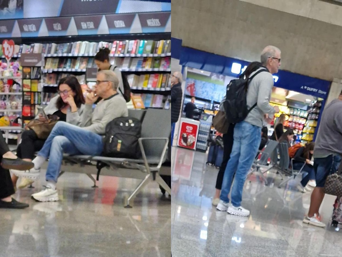 Ana Paula Araújo e Bernardinho são visto embarcando no Aeroporto do Galeão (Portal LeoDias)